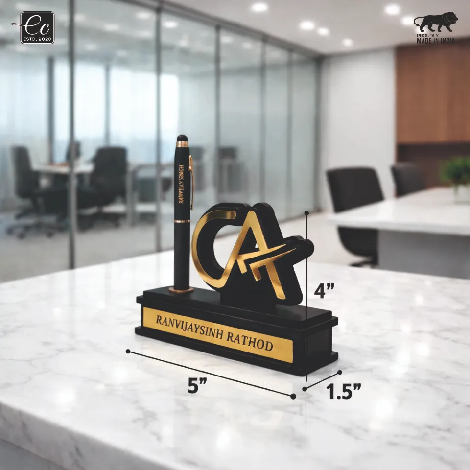 Premium CA Theme Desk Organizer with Name & Pen Holder – Personalized